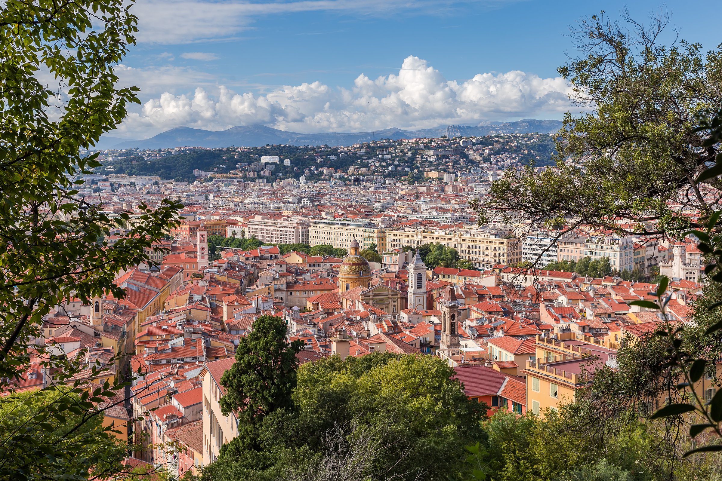 An aerial view of Nice, France from Castle Hill